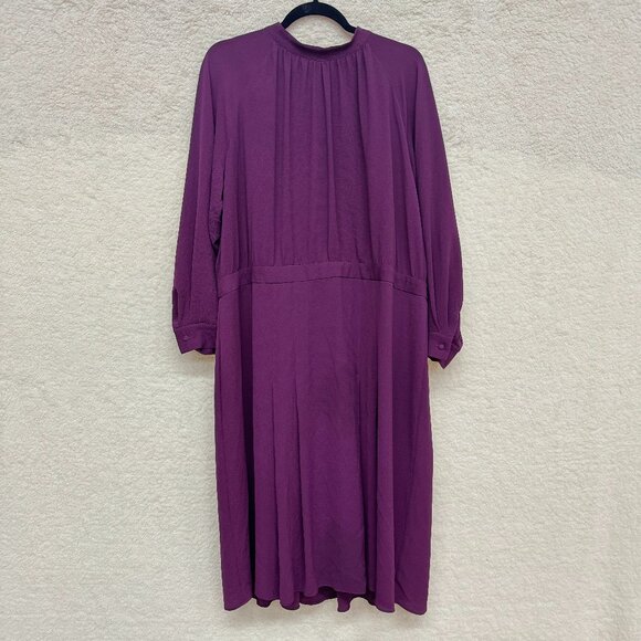 Size 20W - MAGGY LONDON Midi Long Sleeve Mock Neck Dress Lined Purple NEW no tag - Picture 9 of 10